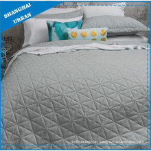 Silver Solid Polyester Ultrasonic Coverlet Set